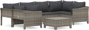 vidaXL 7 részes szürke polyrattan kerti ülőgarnitúra párnákkal