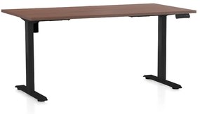 OfficeTech B állítható magasságú asztal, 160 x 80 cm, fekete alap, dió