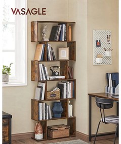 Vasagle PRESTON könyvespolc, 70x24x190,5cm, barna színben