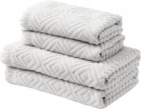 4 db-os Jacqui 100% Pamut törölköző szett 490 g/m² 2x kézfürdő szürke