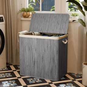 Juskys Curly bambusz kosár 150 L - szürke
