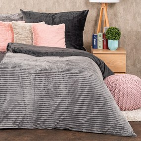 4Home mikroflanel Stripe ágyneműhuzat szürke, 140 x 200 cm, 70 x 90 cm