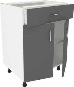 Benita 1 fiókos 2 ajtós Alsó konyhaszekrény Antracit-Fehér 60x50x80 cm