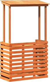 vidaXL viaszbarna kültéri tömör fa bárasztal tetővel 112,5x57x195,5 cm