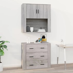 szürke sonoma színű szerelt fa faliszekrény 80x33x80 cm