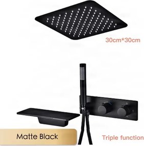 Falba süllyesztett zuhanyrendszer ELITE EDITION BCS1499-1 LED-del, termosztáttal és vízesés funkcióval, több színváltozatban — Matt fekete — Három kimenetes