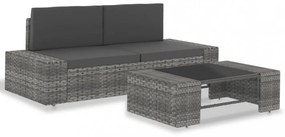 3 részes szürke polyrattan kerti ülőgarnitúra