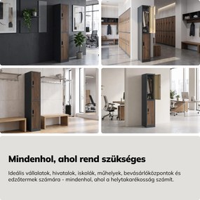 BHP öltözőszekrény, dolgozói, egyszemélyes, 2 rekesz akasztórúddal, antracit/dió, 316,5x1850x450 mm: IGOR 1 Plus Eco Design