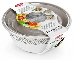 STEFANPLAST Műanyag tál Tosca, fehér/világosszürke 3 darabos készlet fedővel