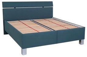 ALIS kárpitozott ágy tárolóval, matrac nélkül, 180x200 cm, petrolkék