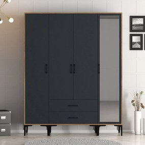 Kumsal gardróbszekrény, dió-antracit, 160 cm – TR845HCT5494