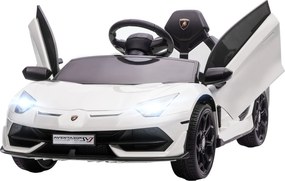 HOMCOM Gyermek Elektromos Autó LAMBORGHINI AVENTADOR SVJ ROADSTER 12V Gyerekautó 2.4G Távvezérlővel, 2 Motorral, MP3 Riasztóval, Zenével, Lágy Indítás