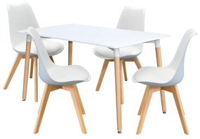 Étkezőasztal 140x90 QUATRO fehér + 4 szék QUATRO fehér