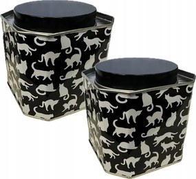 2x Keksz Díszdoboz Kávé Macskák Smukee Fém Kávé Tea 2db Tt-c