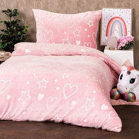 4Home Heart világító mikroflanel ágyneműhuzat , 140 x 200 cm, 70 x 90 cm