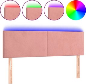 vidaXL rózsaszín bársony LED-es fejtámla 144x5x78/88 cm