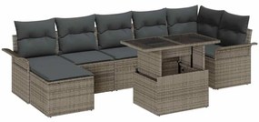 vidaXL Kerti Kanapé Szett párnával tárolóval 8 pcs Szürke Poli rattan