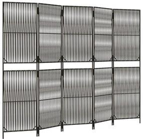 szürke 5-paneles polyrattan térelválasztó