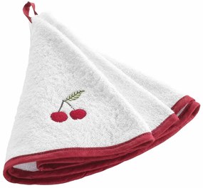 Piros-fehér frottír pamut törölköző 60 cm Cerisette – douceur d'intérieur