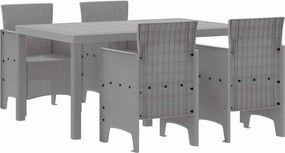 vidaXL Kert étkező szett 5 pcs Világosszürke Polt rattan