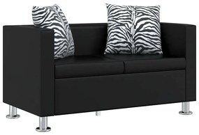 vidaXL fekete 2 személyes műbőr kanapé