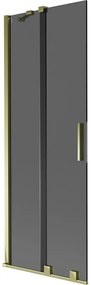 Mexen Velar, 2 szárnyas eltolható kádparaván 75 x 150 cm, 8mm szürke üveg, arany fényes, 896-075-000-41-50