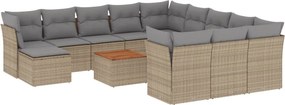 vidaXL 13 részes bézs polyrattan kerti ülőgarnitúra párnákkal