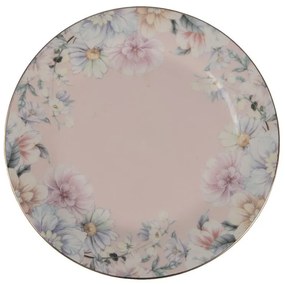 Vintage halvány rózsaszín virágos porcelán desszertes tányér Ø 18 CM