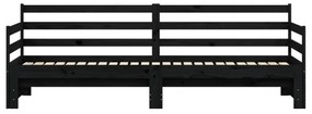 fekete tömör fenyőfa kihúzható kanapéágy 80 x 200 cm
