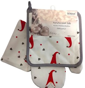 CHRISTMAS WHITE konyhai 3 részes edényfogó szett