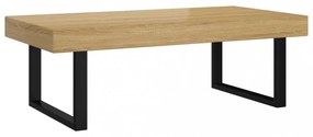 világosbarna és fekete MDF és vas dohányzóasztal 120x60x40 cm
