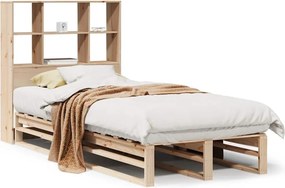 vidaXL tömör fa könyvespolcos ágy matrac nélkül 90 x 190 cm