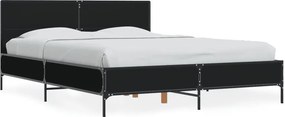 vidaXL fekete szerelt fa és fém ágykeret 135 x 190 cm