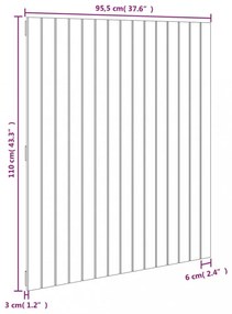 fekete tömör fenyőfa fali fejtámla 95,5x3x110 cm