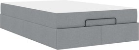 vidaXL Ágykeret matraccal matracmal 2 pcs Világosszürke szövet