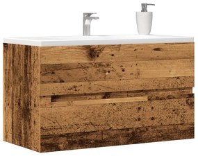Antik fa színű szerelt fa mosdószekrény 90 x 38,5 x 45 cm