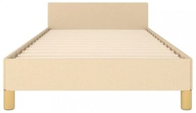 krémszínű szövet ágykeret fejtámlával matrac nélkül 90x200 cm