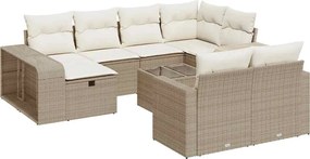 vidaXL 11 részes bézs polyrattan kerti ülőgarnitúra párnákkal
