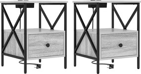 vidaXL Éjjeliszekrény 2 pcs Szürke Sonoma 41,5 x 40,5 x 55 cm Faanyag