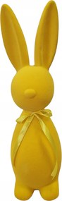Húsvéti figura Nyuszi Dekoráció Flokkolt masnival Közepes Sárga