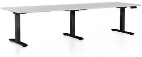 OfficeTech Long állítható magasságú asztal, 260 x 80 cm, fekete alap, világosszürke