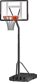 HOMCOM Állítható Kosárlabda Gyűrű Kerekes Töltőanyaggal Ellátott Alap 302-352 cm Magassággal Gyerekek és Felnőttek Számára Fekete | Aosom