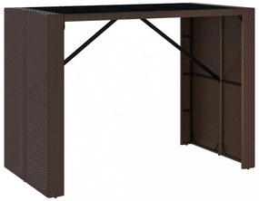 barna polyrattan kerti asztal üveglappal 145 x 80 x 110 cm