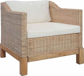 vidaXL természetes rattanfotel párnákkal
