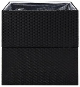 fekete polyrattan kerti ültetőláda 80x80x80 cm
