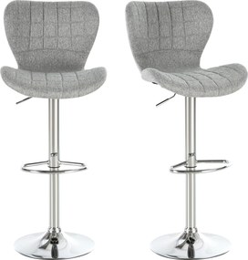 HOMCOM 2 db Kortárs Dizájnu Bar Szék Állítható Ülésmagasság 59-81 cm 360° Elforgatható Vászon Szürke | Aosom