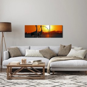 Madarak képe naplementekor (órával) (90x30 cm)
