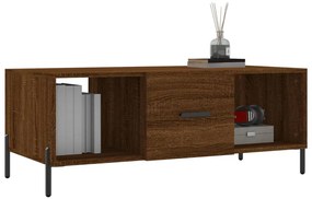 Barna tölgyszínű szerelt fa dohányzóasztal 102 x 50 x 40 cm