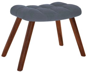 sötétszürke bársony pihenőfotel zsámolynal