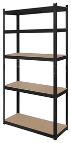 Polcos fém állvány 2 az 1-ben 5 polc garázshoz 180x90x40cm polconkénti teherbírással 750kg fekete